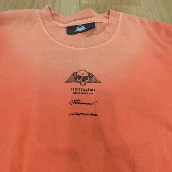 Civil Regime Cropped Distressed Flame Tee  No Tomorrow NWT Size Large - Picture 3 of 10